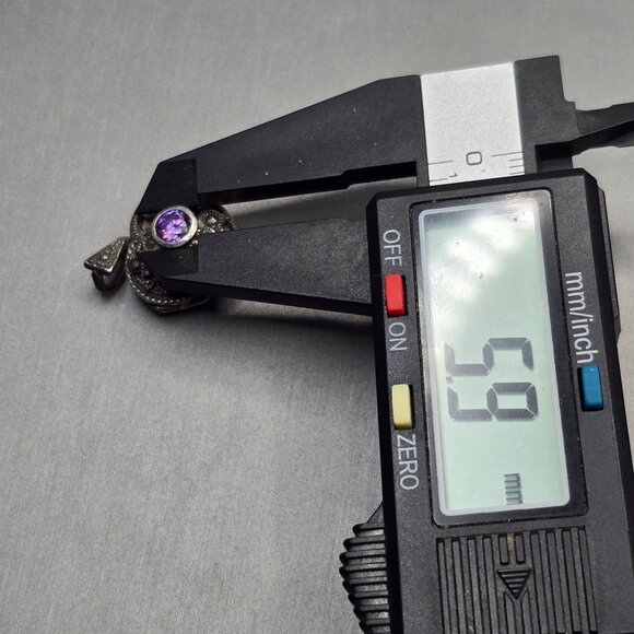 VTG Charles Winston Sterling Silver Amethyst Heart Locket Pendant 1" Signed CW - Picture 10 of 12